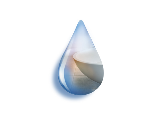 Drop representing additives for ceramic sanitary